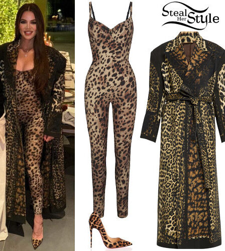 Khloé Kardashian: Leopard Catsuit and Coat