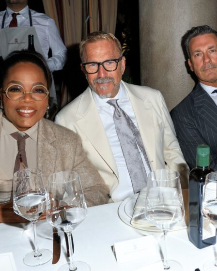 Oprah Winfrey, Kevin Costner, Jon Hamm at the Brunello Cucinelli Dinner at Chateau Marmont on December 5, 2024 in Los Angeles, California. (Photo by River Callaway/WWD via Getty Images)