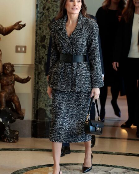 Queen Letizia of Spain Wore Alberta Ferretti To The Spanish Royals State Visit In Italy


Queen Letizia during a visit to FAO headquarter on occasion of their official visit to Italy in Rome on Thursday, 12 December 2024.