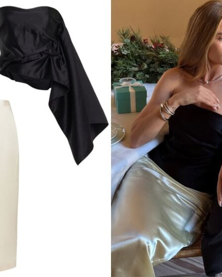 Rosie Huntington-Whiteley's The Row Nana Top & Bartelle Skirt