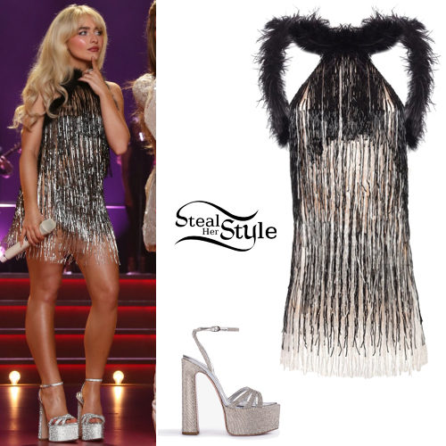 Sabrina Carpenter: Fringe Dress, Crystal Sandals