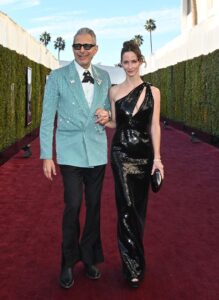 Jeff Goldblum, Emilie Livingston at the 2025 Golden Globe Awards