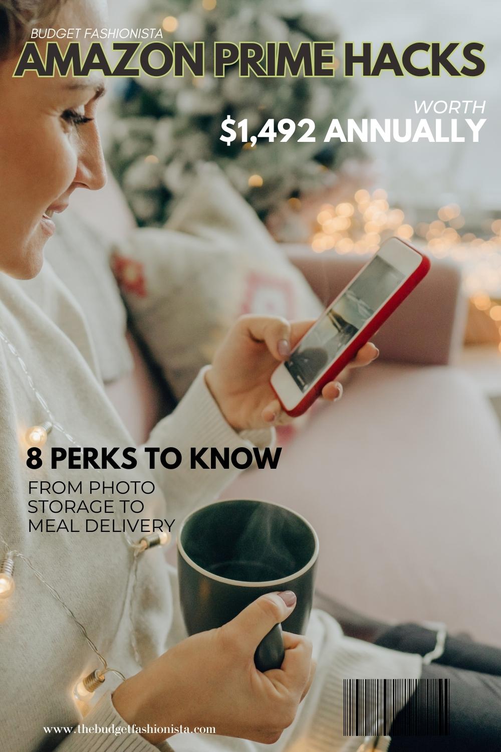 These 8 Amazon Prime Hacks Are Worth $1,492 Annually 1 Amazon Prime hacks, woman shopping on her phone.