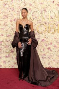 Zoe Saldana Wore Saint Laurent To The 2025 Golden Globe Awards