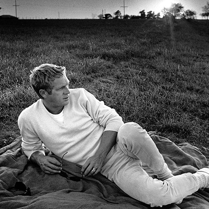 steeve mcqueen in a v-neck sweater