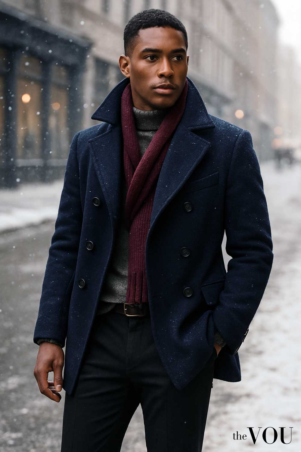 Peacoat Winter style pop collar