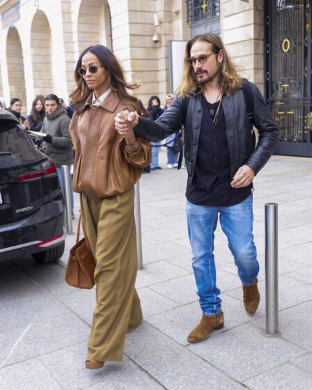 Zoe Saldana and Marco Perego were seen departing Place Vendôme in Paris, enjoying their time in the city.