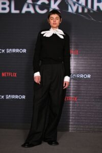 Emma Corrin Wore Moschino To The 'Black Mirror' Season 7 Screening