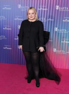 Nicola Coughlan Carolina Herrera bow embellished jacket BAFTA Television and Television Craft Nominees' Party