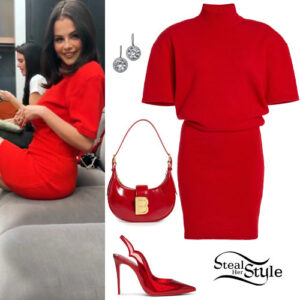 Selena Gomez: Red Mini Dress and Pumps